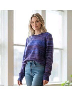 American Apparel Womens Sweater Sz S Cotton Purple Burgandy Blue Made In USA